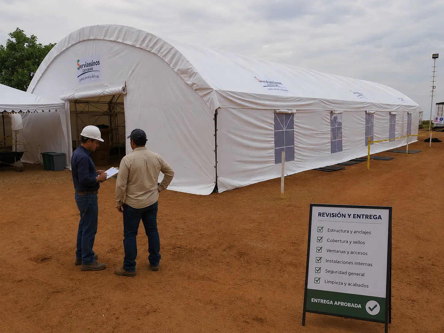 Instalación en sitio de membrana tensada
