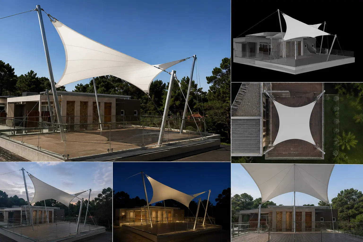 Render 3D de membrana tensada