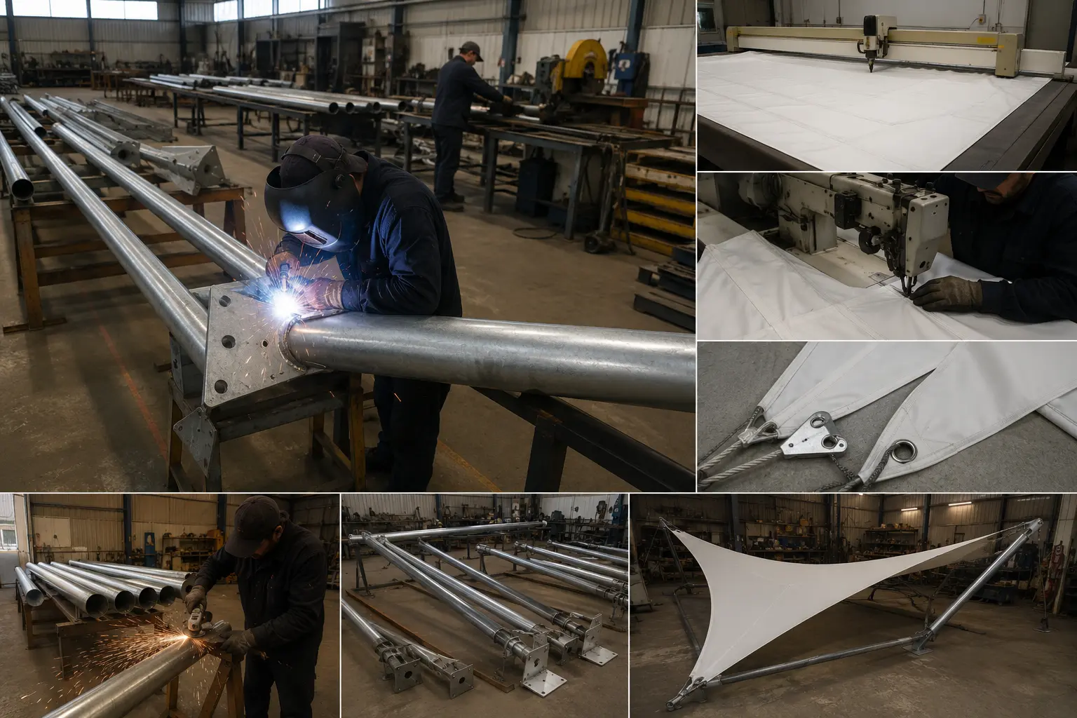 Fabricación en planta de membrana tensada