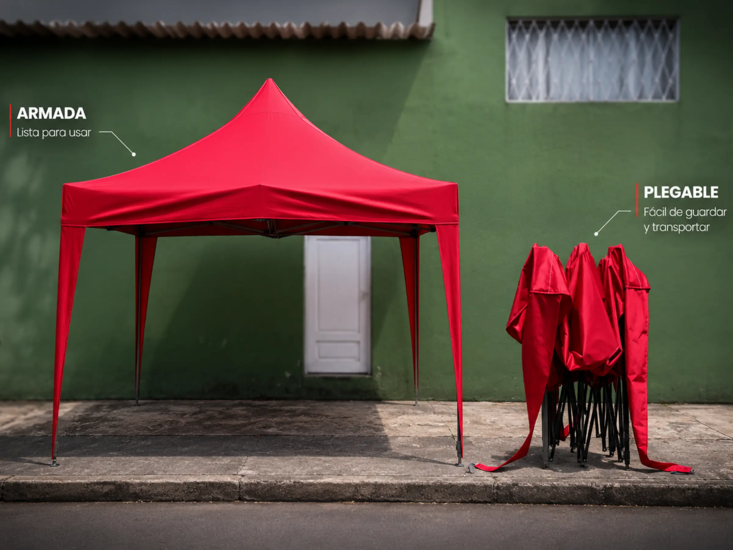 Kiosco plegable 3×3 metros vista frontal — Carpas El Sol