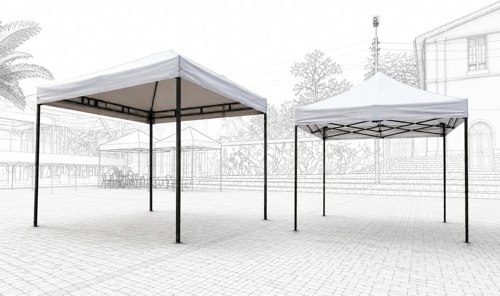 Comparación kiosco plegable y kiosco desarmable